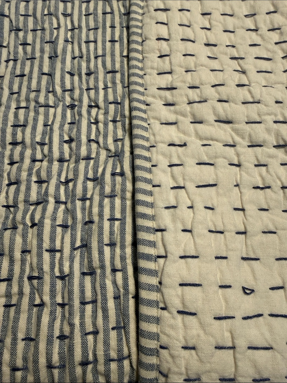 Pottery Barn Wheaton Pickstitch King Sham Reversible Chambray Cotton Linen